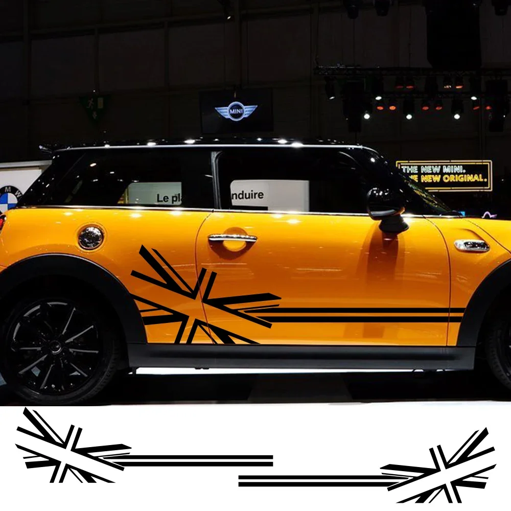 

2pcs Car Sticker Flag Style Side Stripe Decals For Mini Cooper R56 R57 R58 R50 R52 R53 R59 R61 R60 F60 F55 F56 F54 Accessories