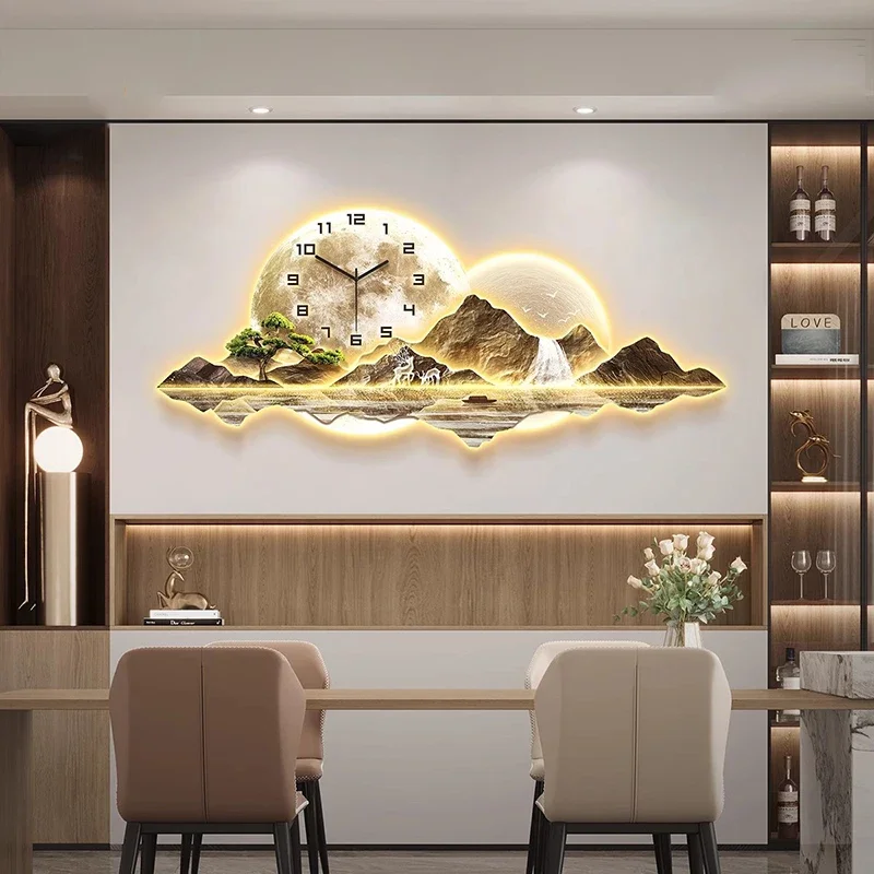 Living Room Wall Clocks Led Luxury Aesthetic Modern Wooden Restaurant Wall Watch Fashion Large Reloj De Pared Room Decorations