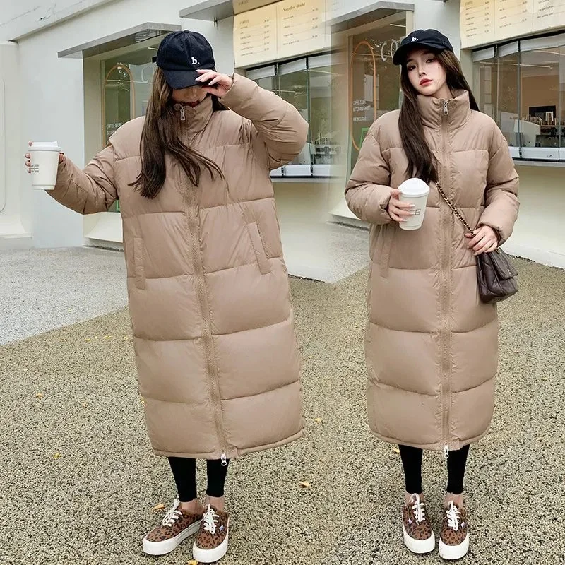 Parkas longas e casuais femininas, jaqueta grossa, casaco de algodão de inverno, outwear acolchoado quente à prova de vento, nova moda, 2024