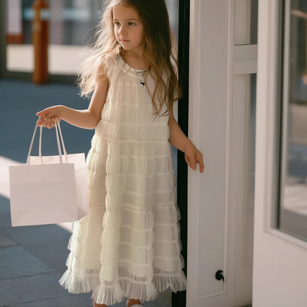 

2025 Summer Teen Girls Dress Sleeveless Mesh Princess Dress for Kids Elegant Beige Long Vest Dress 10 12 Years Children Clothes