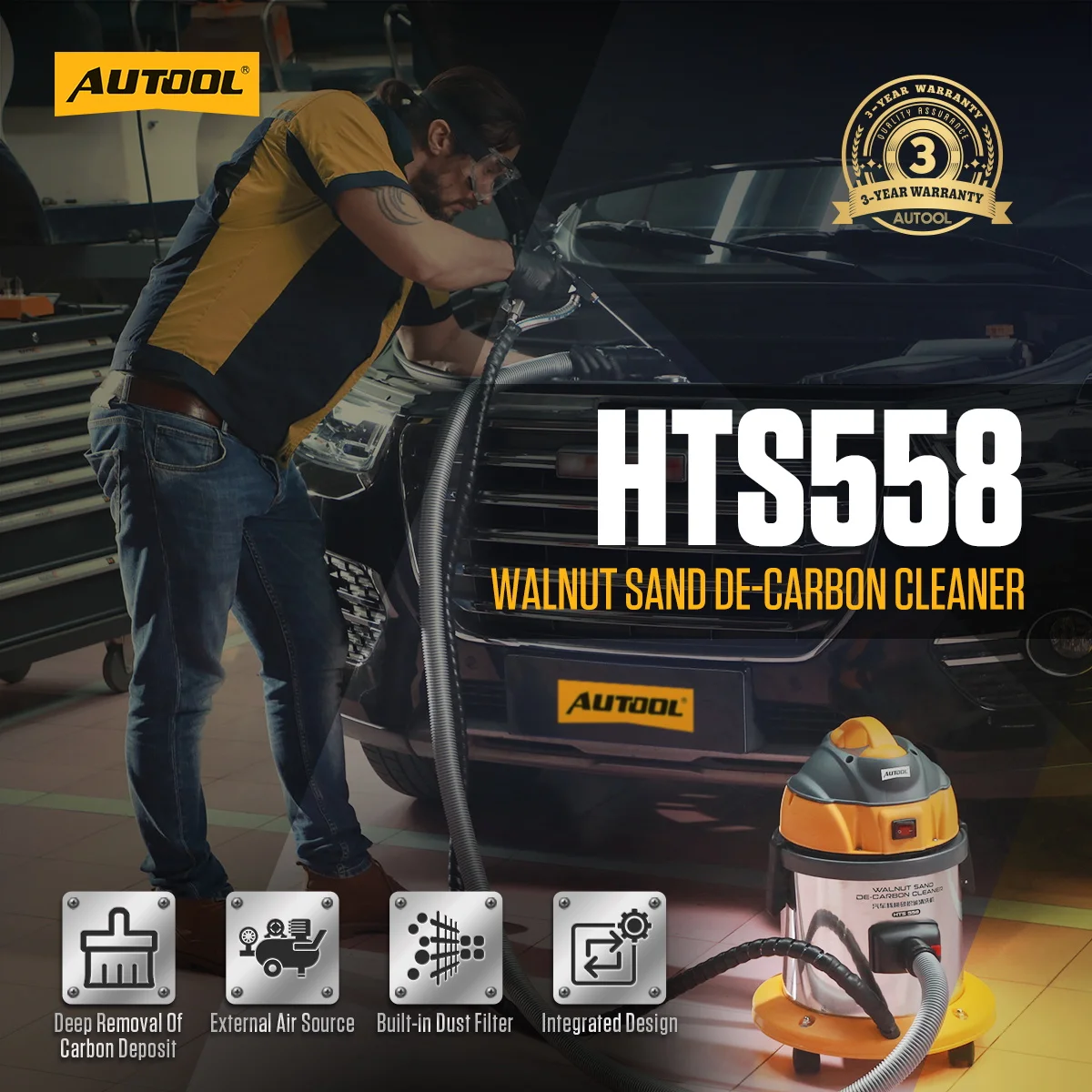 AUTOOL HTS558 Car Engine Carbon Deposition Cleaner Automotive Walnut Blaster De-Carbon Machine Intake Valve Cleaner 220V /110V