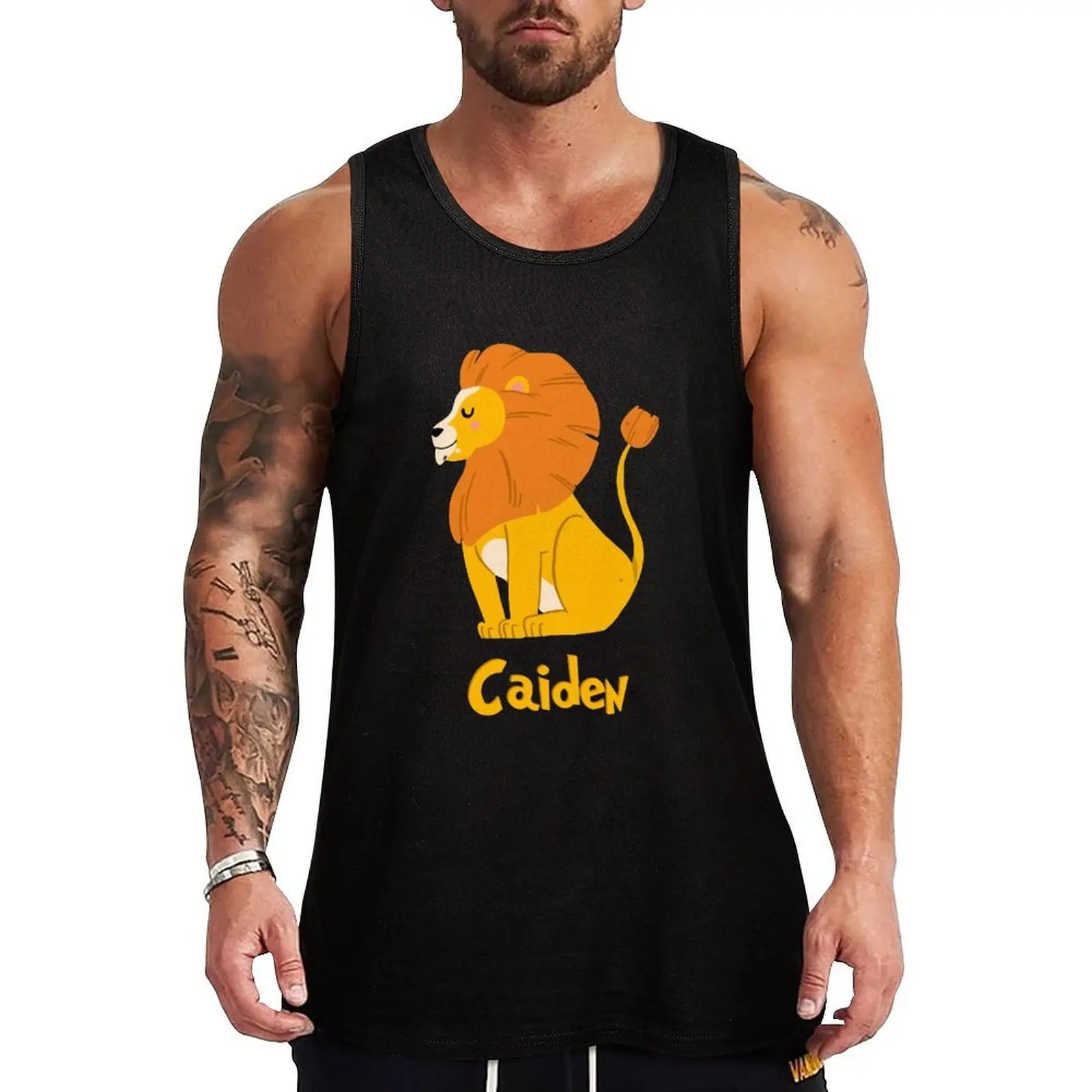 

Caiden Lion Baby Boy Wild Animal Name Tank Top Vests Man gym clothes Gym T-shirts for men