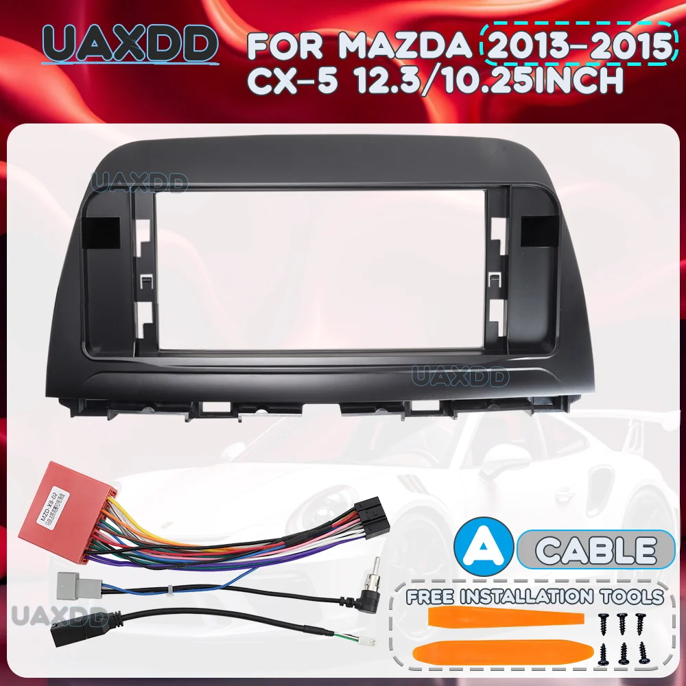 For MAZDA CX-5 CX-8 2013-2023 12.3/10.25in 2 Din Dash Android Frame Wiring Harness Canbus Decoder Interior Replace Accessory Kit
