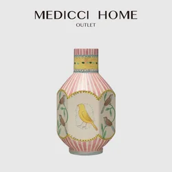 Medicci Home Wilde's Nightingale Birds Decorative Vase French Romantic Ceramic Vases Flower Arrangement For Living Room Bedroom