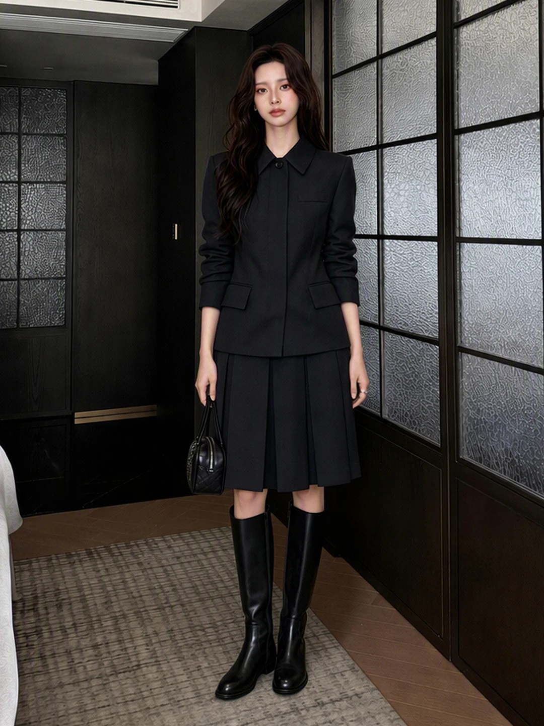 Women's Tailored Suit Set Waist-Cinching Midi Skirt And Jacket Two-Piece Autumn Collection Casual Versatile Office Ready