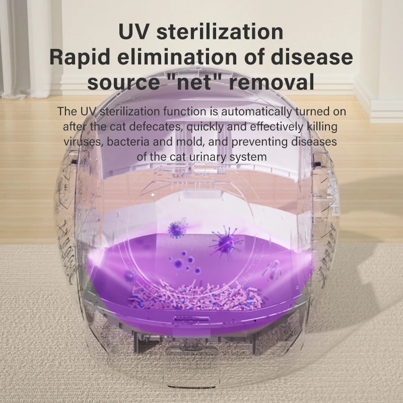 STLF Upgraded Automatic PP Plastic Cat LitterS Box UV Sterilization Splash-Free Smart Cat Box Easy Clean Features Scooping Acces