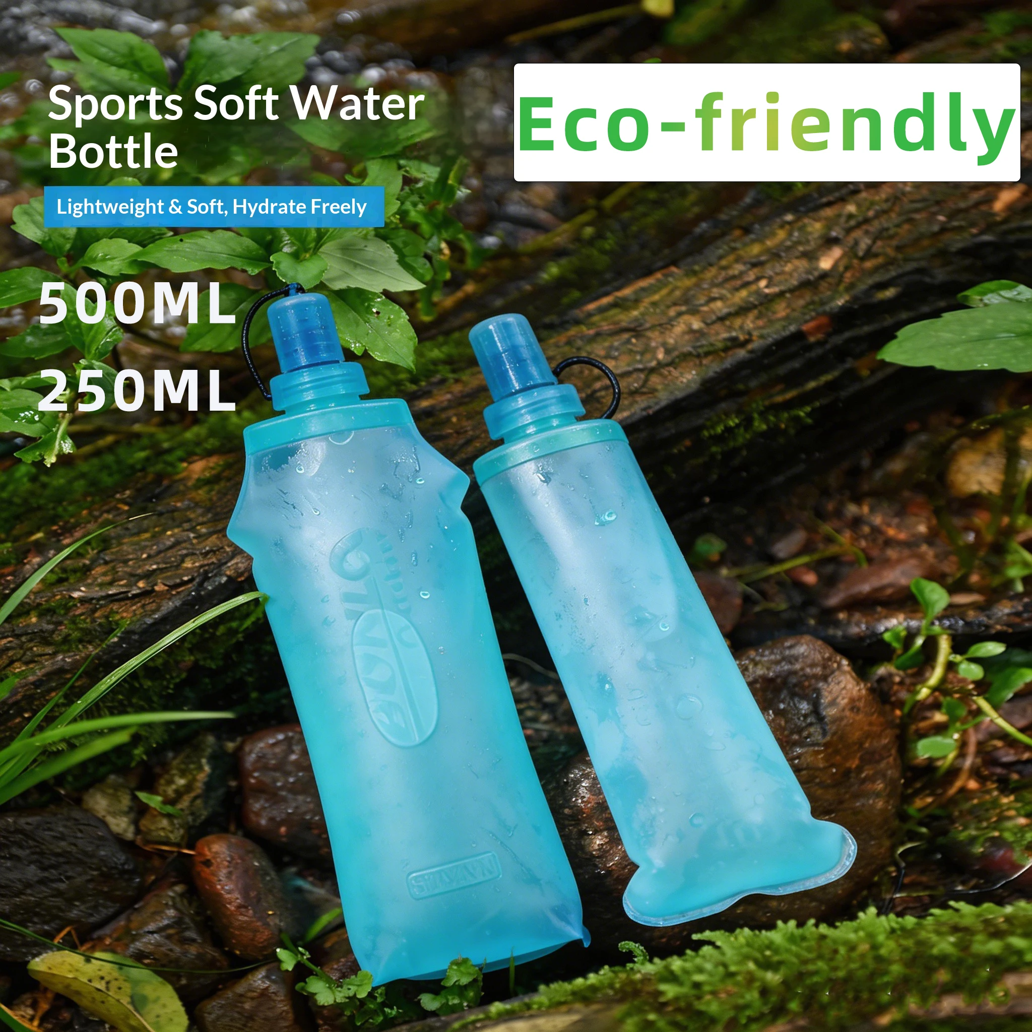 

OFFBONDAGE Folding Collapsible Water Bottle Running Water Bottle Soft Flask TPU BPA-Free Camping Hiking Travel Folding Water Bot