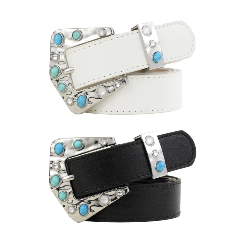 

Fashion Teens Gemstones Belt Adjustable Buckle Waist Strap for Dresses Shirt