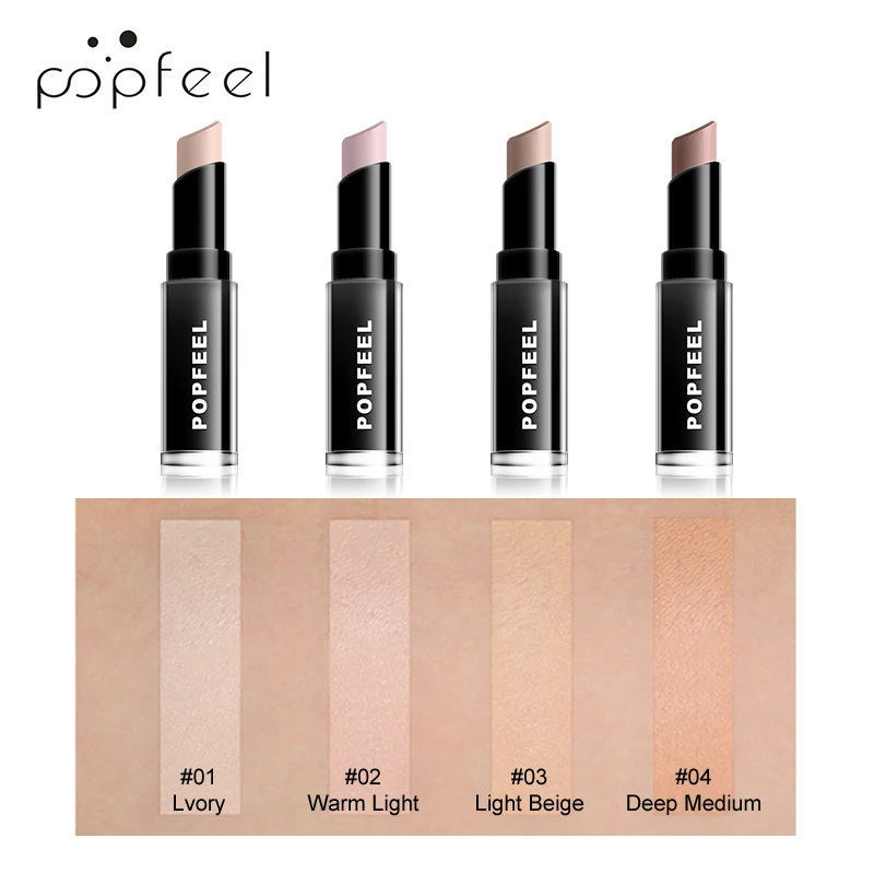 POPFEEL シングルカラー コンシーラー スティック - 完璧なフェイス メイクアップ、クマ、バッグ、シミをカバーする多用途のコントゥアリング クリーム。