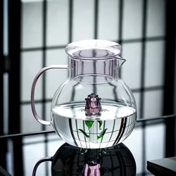 3D Cute Pot-bellied Cold Kettle Three-dimensional Creative Rose Farm Kettle Household High Borosilicate Glass Cool Kettle