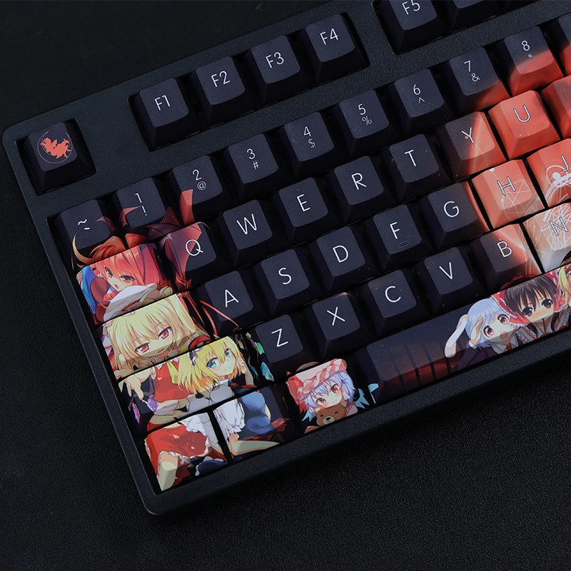 108 Keys/set 5 Sides PBT Dye Subbed Keycaps Cartoon Anime Gaming Key Caps Cherry Profile Keycap For Touhou Project