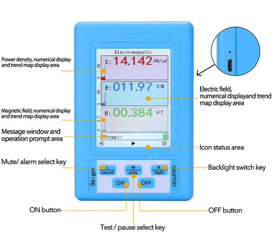 BR-9A Professional Electromagnetic Radiation Detector Dosimeter  EMF Radiation Tester Meter New Series High Sensitivity