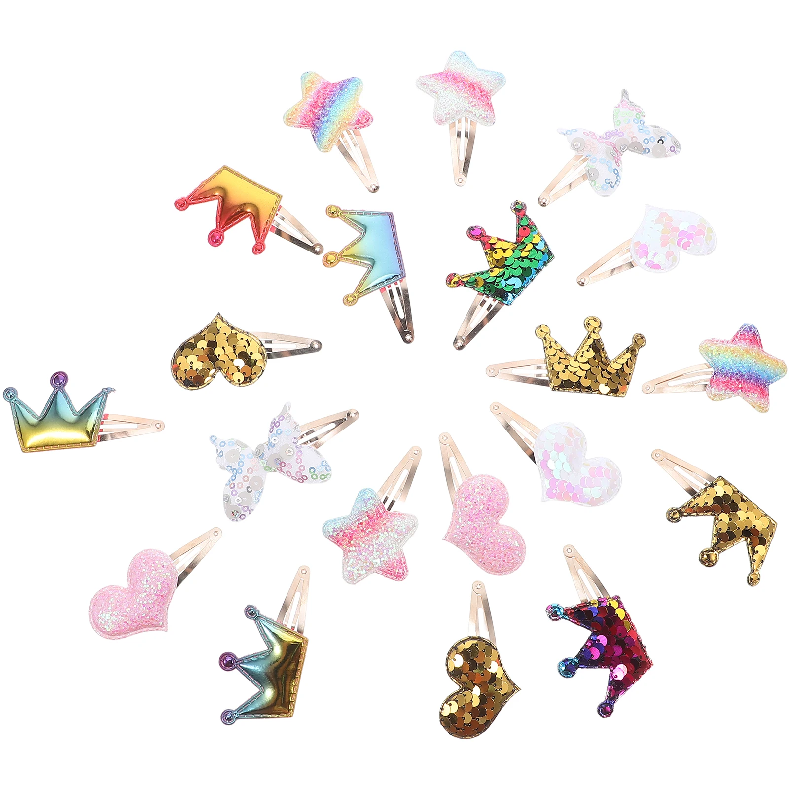 

Glitter Hair Clips Gradient Sequin Butterfly Heart Crown Shaped Sparkling Snap Pins For Birthday Party Festival Holiday