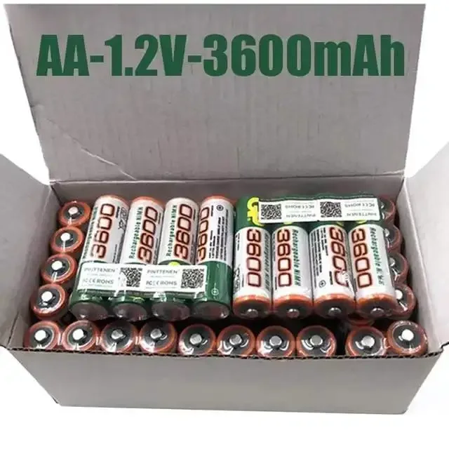 

Original 20PCS 100% New Rechargeable AA 3600 AA Ni-Mh 1.2 V 3600mAh Ni-Mh 2A Battery for Camera