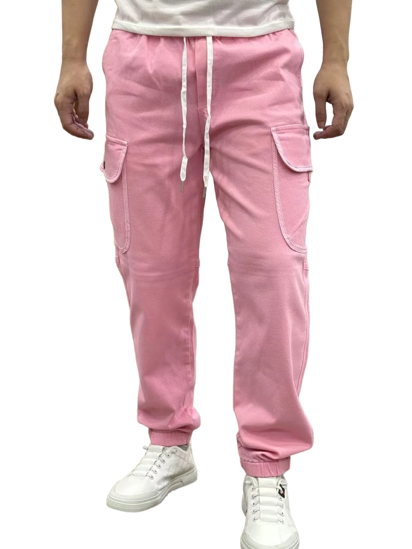 

Мужские брюки KING JEANS с эластичным поясом и шнурком для выступающих ног, дизайн с несколькими карманами в стиле хип-хоп, мотоциклетный стиль