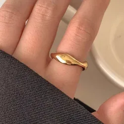 2023 New Arrival Jewelry Geometric 18K Gold Plated Stainless Steel Irregular Wavy Finger Ring for Women Man Kольцо женское
