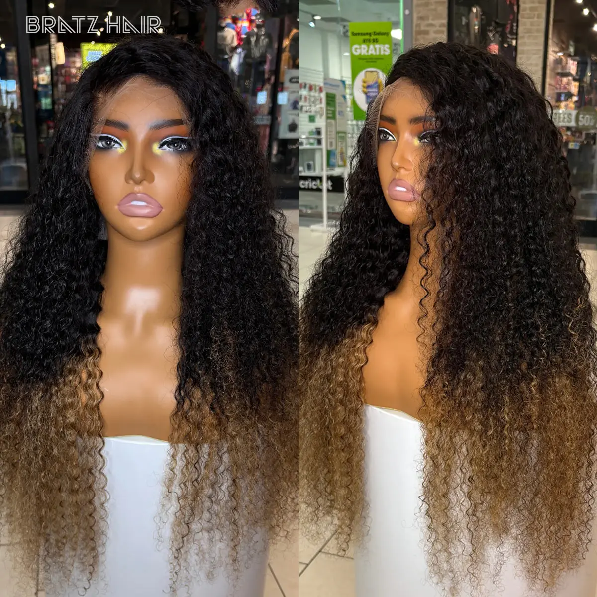 

Two Tone Deep Curly 13x6 HD Transparent Lace Front Wig Human Hair T1b/30 Colored 360/13x4 Lace Frontal Wigs for Woman Preplucked