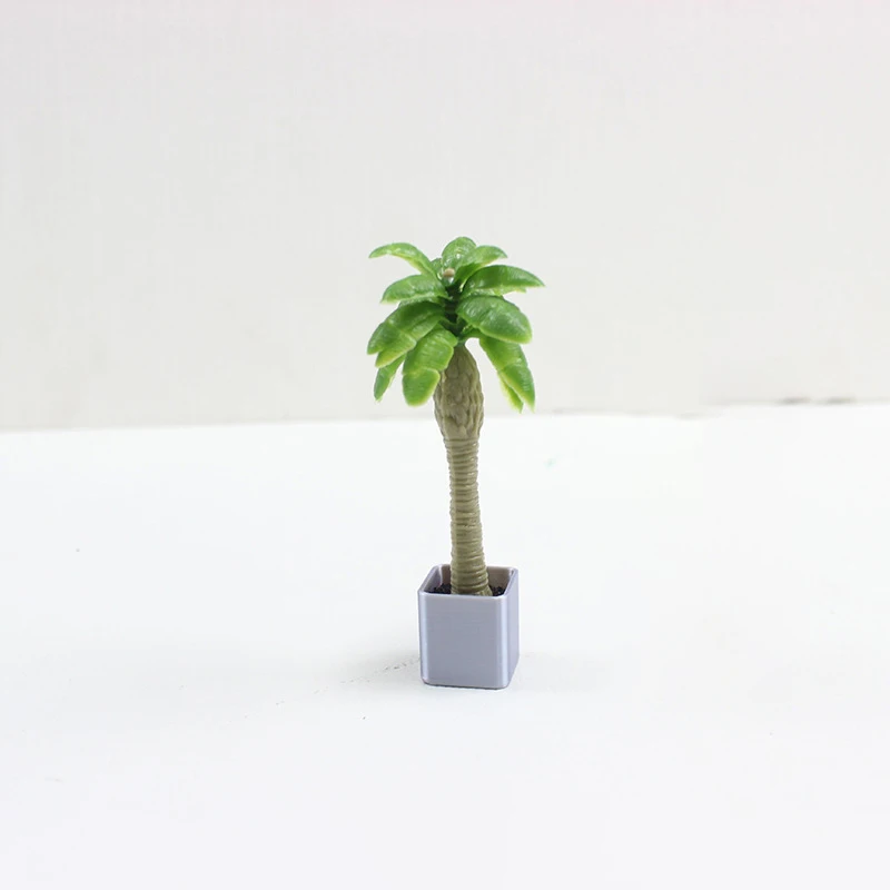 Casa de muñecas en miniatura, árbol de coco de bambú, modelo en maceta, juguete de decoración de plantas para el hogar, Micro paisaje, adorno, 1:12