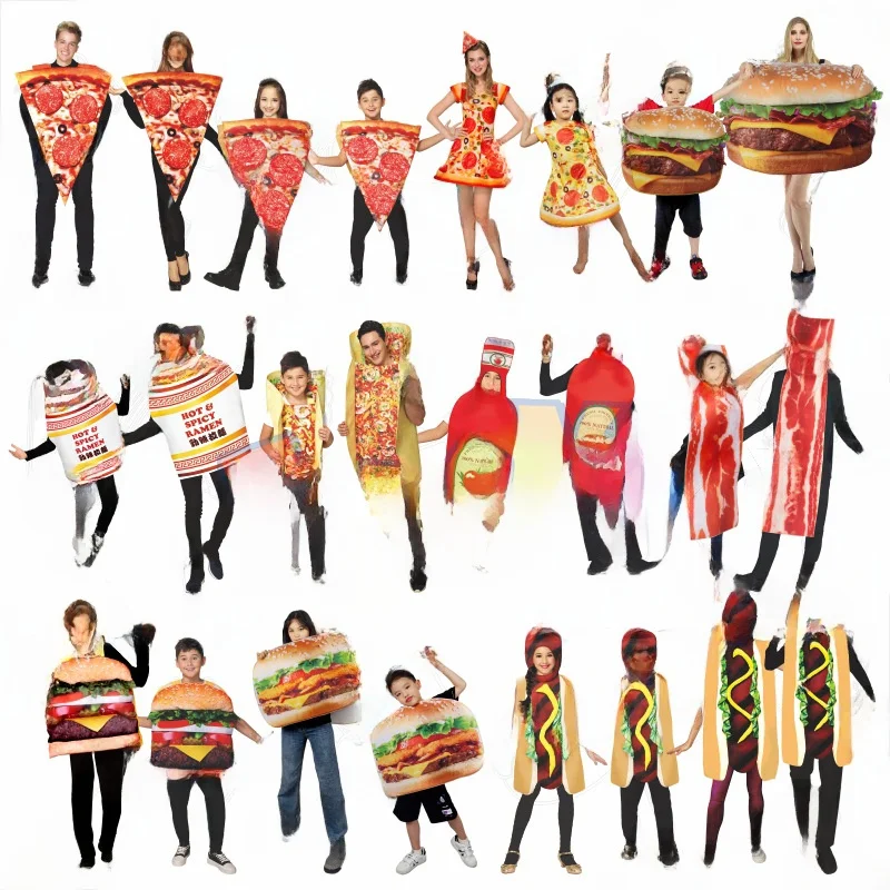 

loween Burger ato Sauce Pizza Pork Cup Noodles Cosplay Anime Doll Funny Performance Costume Women's Ethnic Wear Stage O...