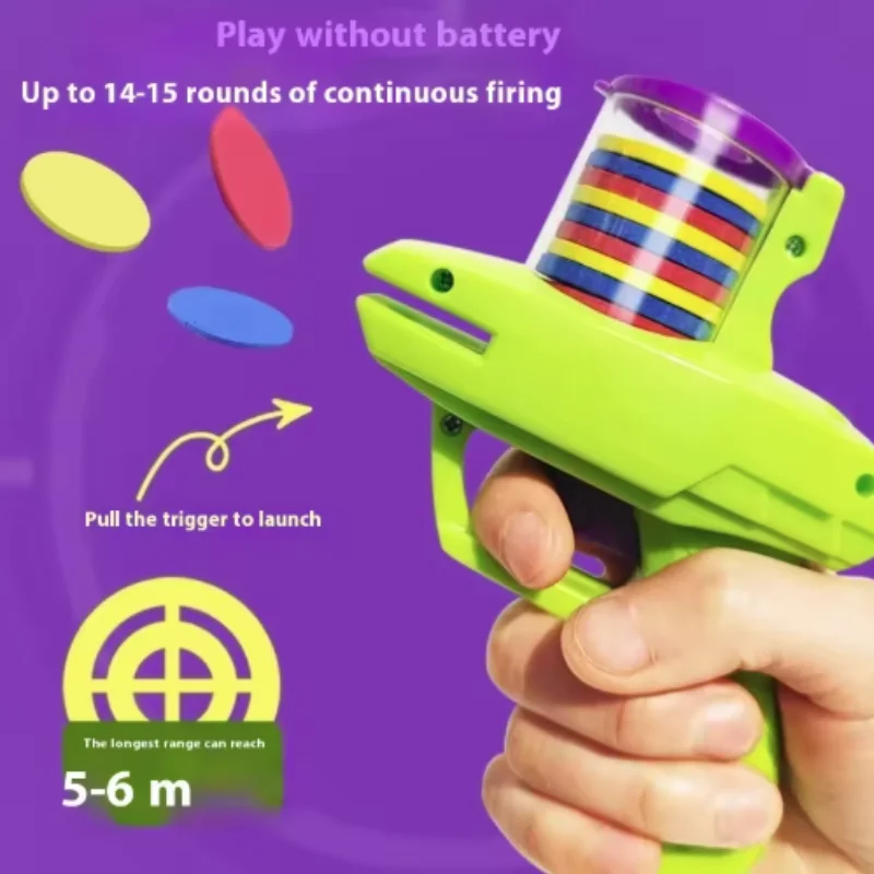 Juego interactivo de juguetes para perros y gatos con discos voladores coloridos, lanzador de pistola para mascotas para gatitos, adiestramiento interior y exterior, diversión para atrapar