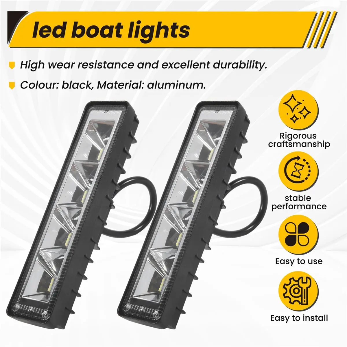 Doings Waterproof Led Boat Lights,2 Lights 72W Waterproof Tested Deck/Dock Marine Lights 2200LMS 120°Flood Light,Ship Lights