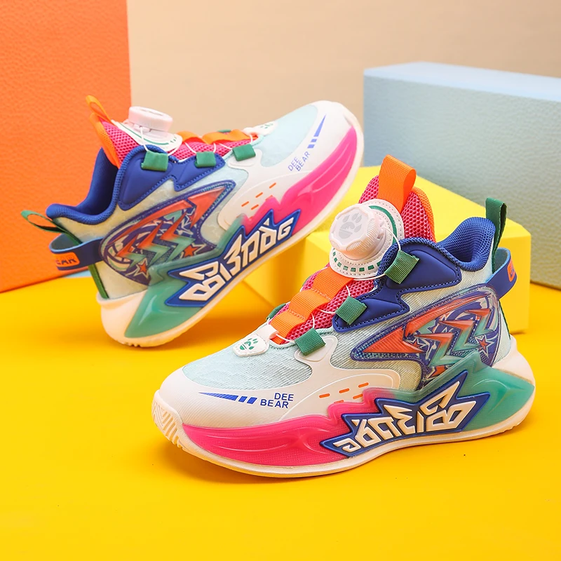

Новинка 2023 года, детская спортивная обувь, крутые амортизирующие и износостойкие кроссовки, противоскользящие и дышащие баскетбольные кроссовки