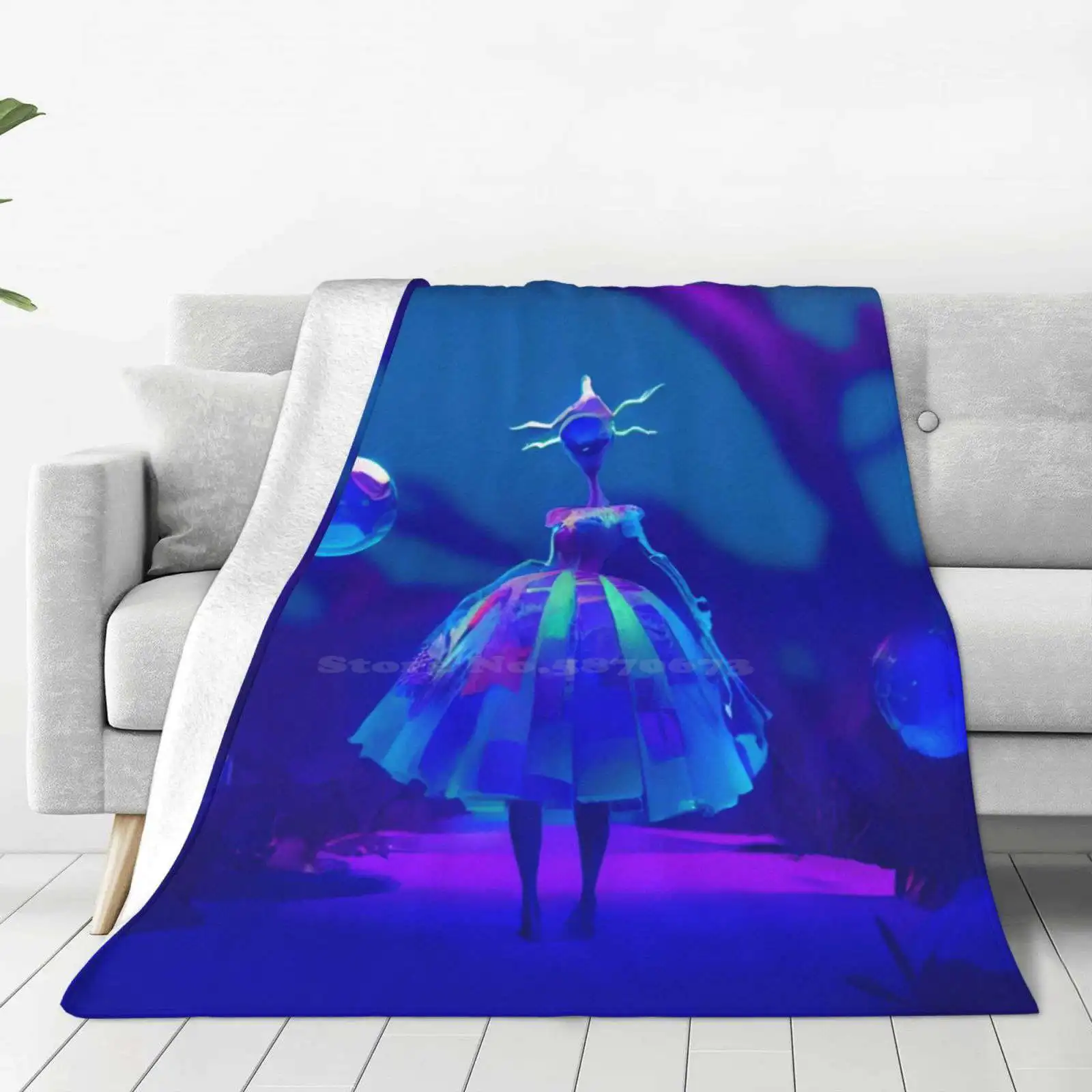 Surreal-Light Creature In A Magical World Hot Sale Printing High Qiality Warm Flannel Blanket Ai Art Ai Generated Seascape Sea