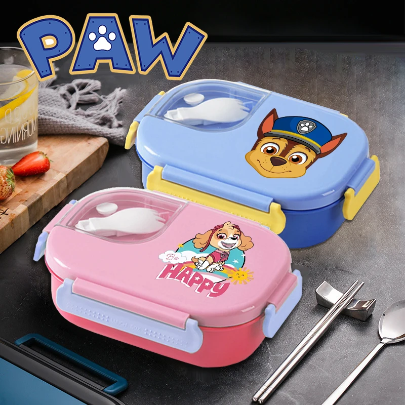 

Cute PAW Patrol Lunch Box with Tableware Square Divided Microwave Oven Stainless Steel Bento Leakproof Food Container for Picnic