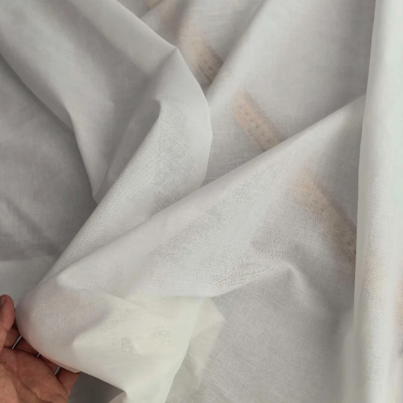 100% Cotton  Lining Fabric Soft Breathable Lightweight Plain White Apparel Inner Lining for Clothing Sewing DIY