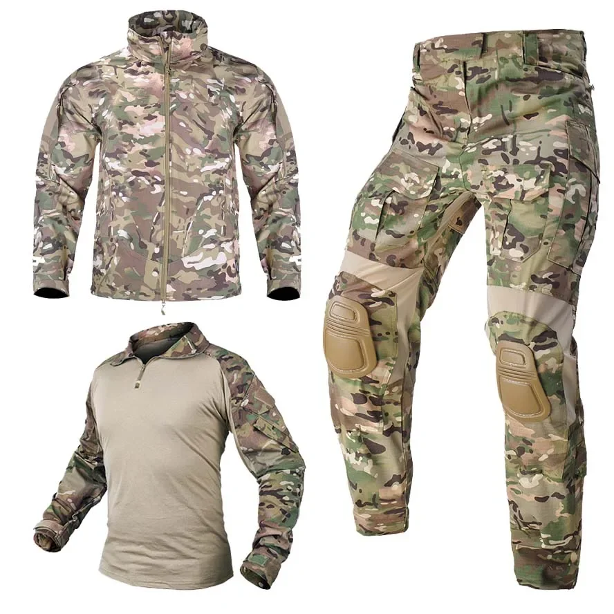 Tactical Jackets Uniform Hunting Clothes Outdoor Tracksuits Paintball Men Clothing Combat Suits Shirt Pants with Pad