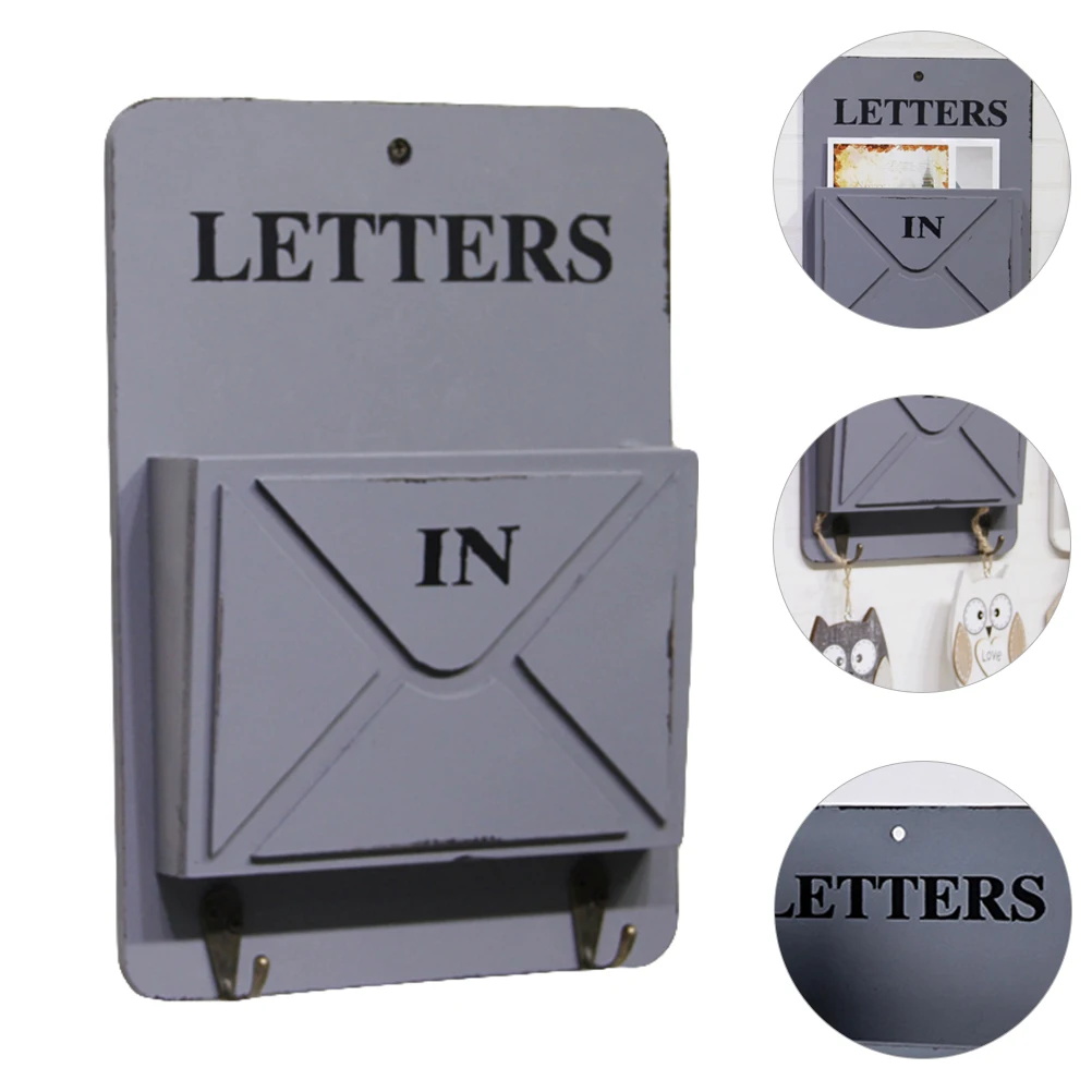 

Storage Shelf with Hooks Wall Mount Wooden Mail Organizer for Keys Letters Towels Hats Perfect Home Wall Hanging Decor