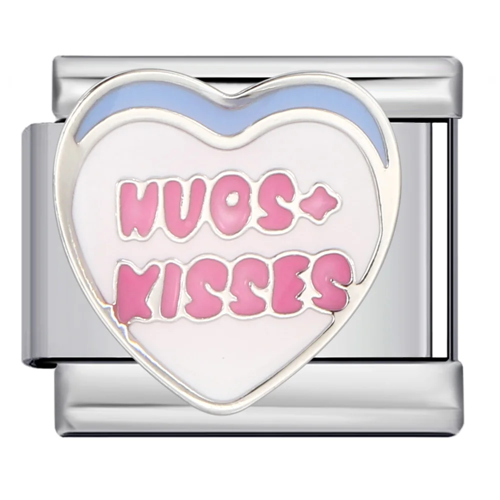 Bunte Glasur Romantisches Liebesherz Valentinstag Italienischer Charm-Anhänger Passend für 9mm Edelstahl-Armband DIY Schmuckherstellung Perlen – Detail 2