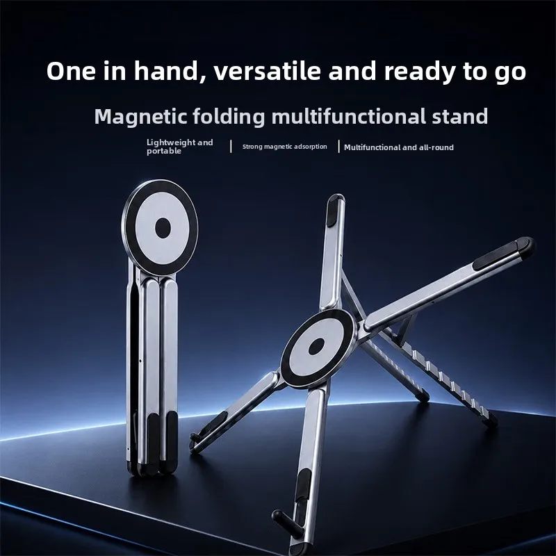 Laptop Stand with Magnetic Adjustable Foldable Portable Height Riser for Gaming Notebook, Office Desk, Phone & Tablet Holder