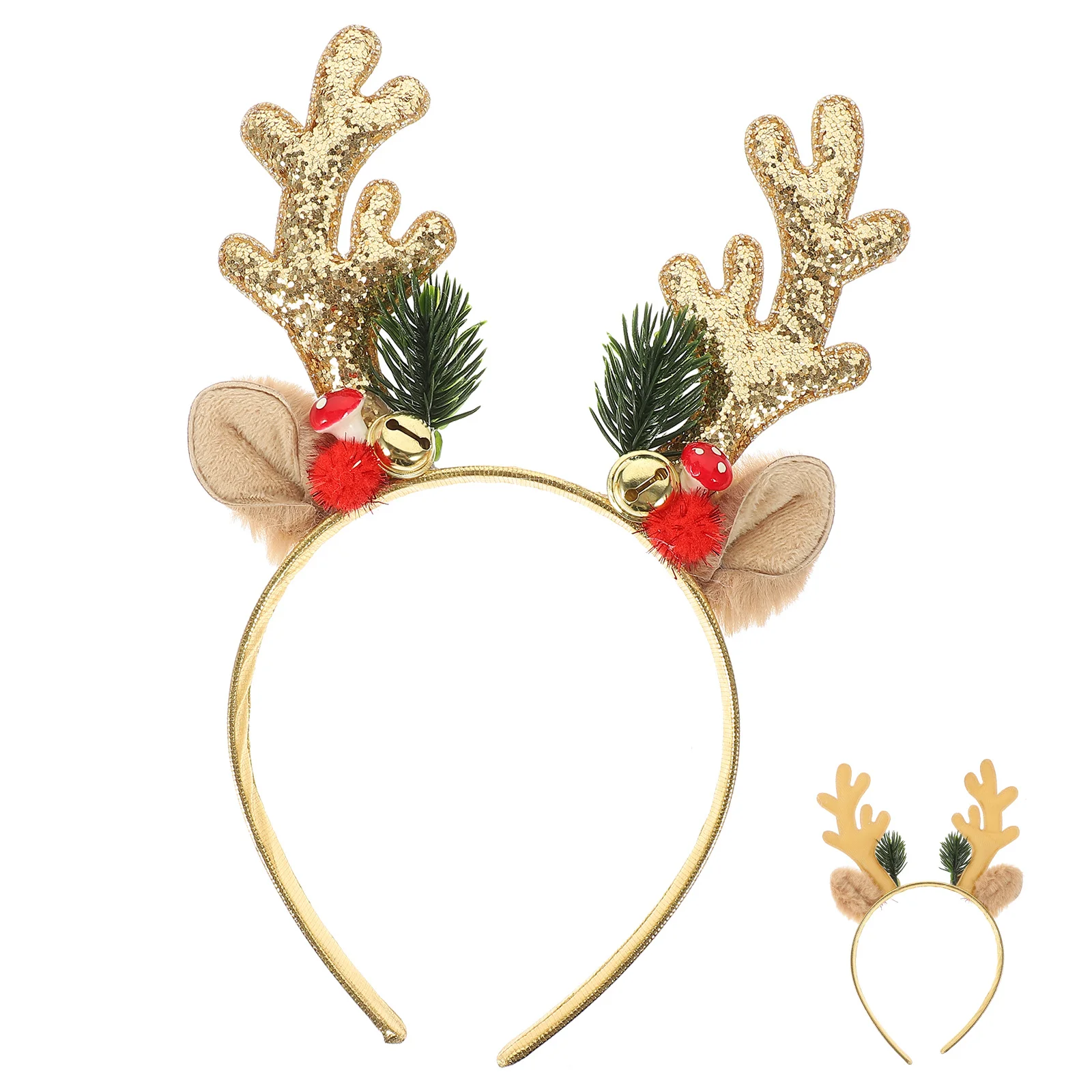 Diadema navideña con astas de reno, estilo elegante, talla única, se adapta a la mayoría de los suministros para fiestas de Navidad, aro para el pelo para juegos de rol, diadema navideña