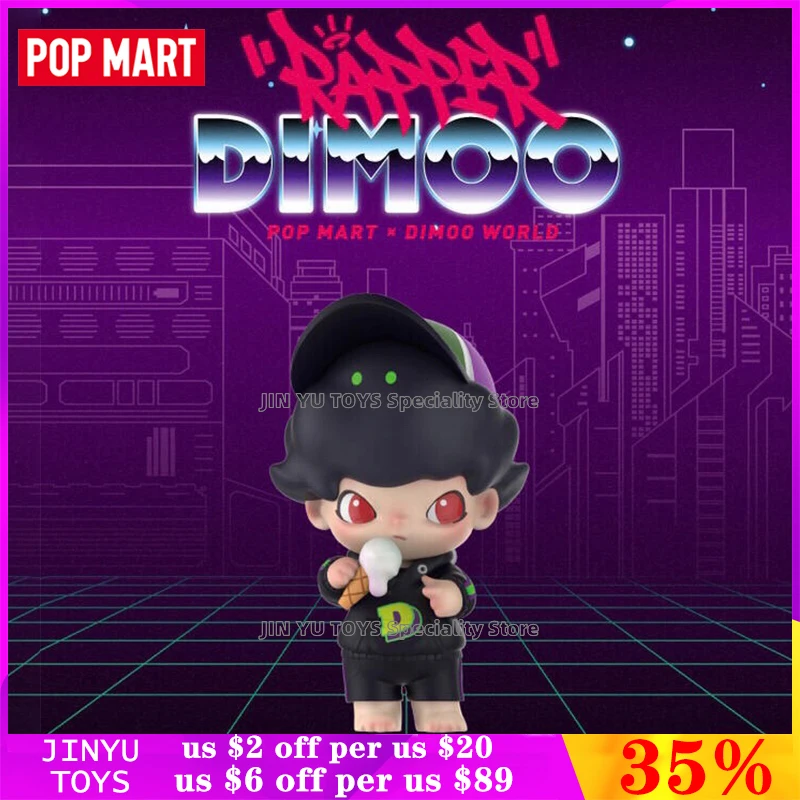 

POP MART DIMOO Rapper Series Hanging Cards Cute Action Anime Limited Edition Trendy Toys Desktop Ornaments Doll New Year Gifts