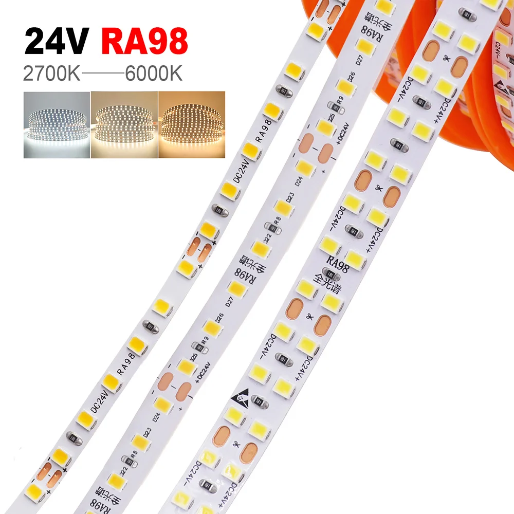 

5mm 8mm PCB RA98 Led Strip Light 24V 5m 10m 2700K 3000K 3500K 4000K 5000K 6000K 2835 120 240 LEDs Flexible Tape Home Lighting