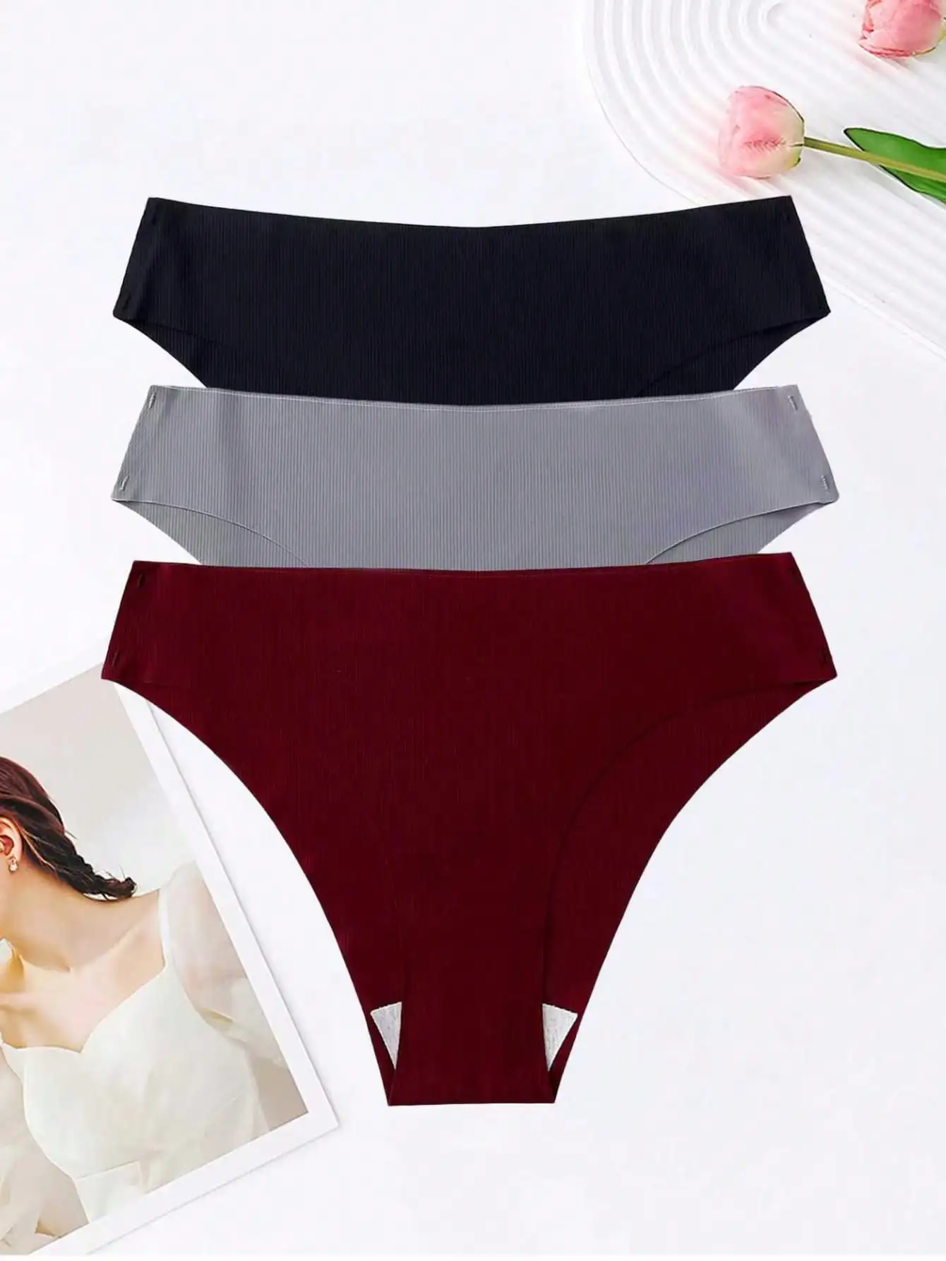 3PCS Women's Panties Solid Soft And Comfortable Underwear Perfect for Daily, Fitness and Active Sports Women's Briefs