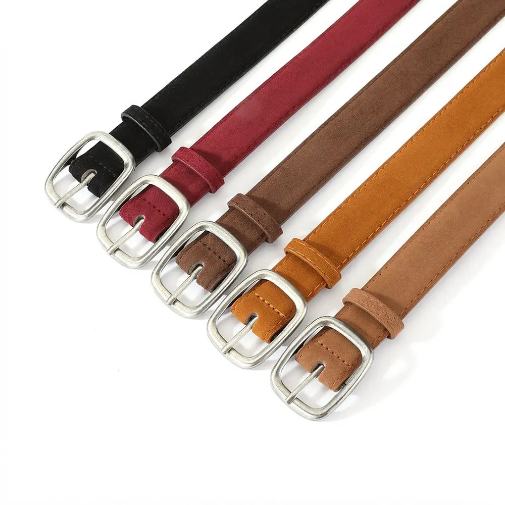 Premium Suede Leather Belt Women Retro Pin Buckle Waistband Sophisticated Vintage Design Ladies Decorative Jean Strap Trendy
