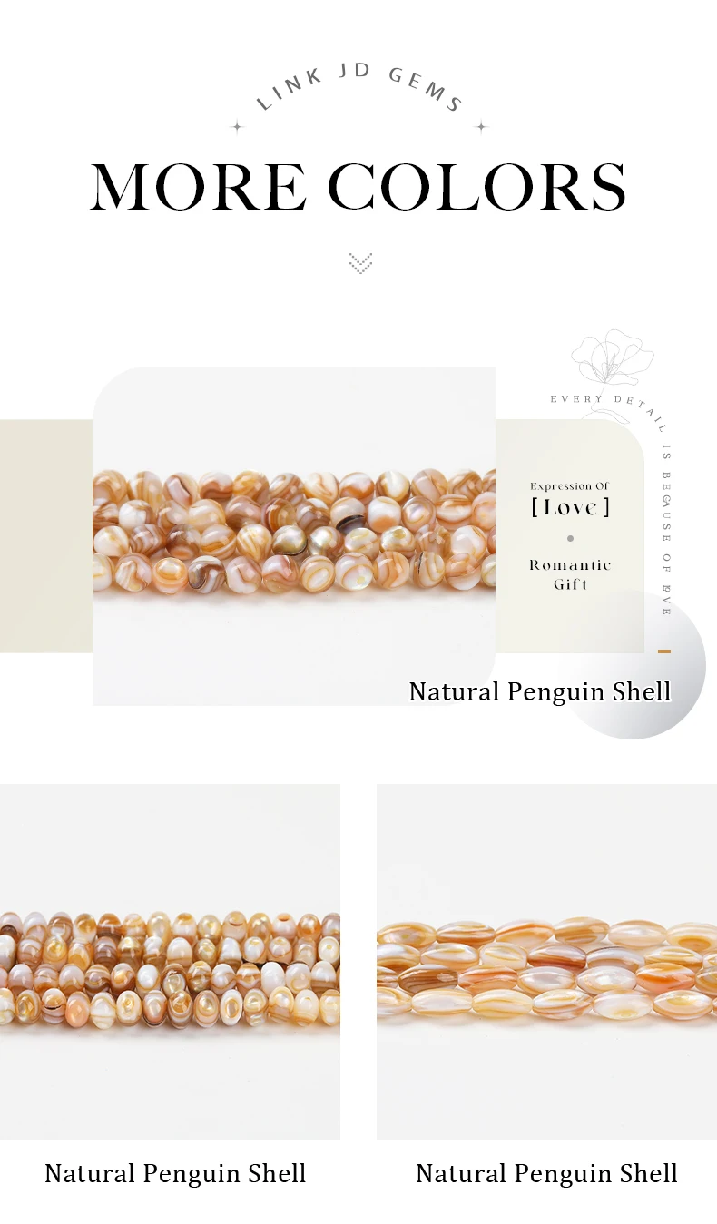 Natürliche Pinguinschalenperle, geschnitzt, rund, abakusförmig, lose Zwischenperle für die Schmuckherstellung, DIY-Halskette, Armband-Zubehör – Detail 10