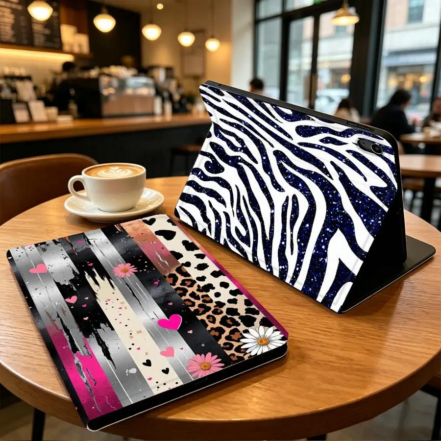 Daisy Heart Stripe Case for Apple iPad 10th 7/8/9th Air 11 13 M4 M3 M2 A16 2026 Pro11 13 With Pencil Holder Air 4/5/6th