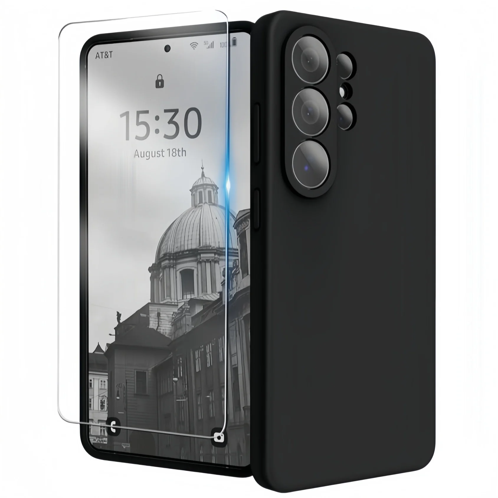 For Samsung Galaxy S26 S25 Ultra Plus S25 FE Case Liquid Silicone Case with Screen Protector Anti-Scratch Microfiber Lining Case
