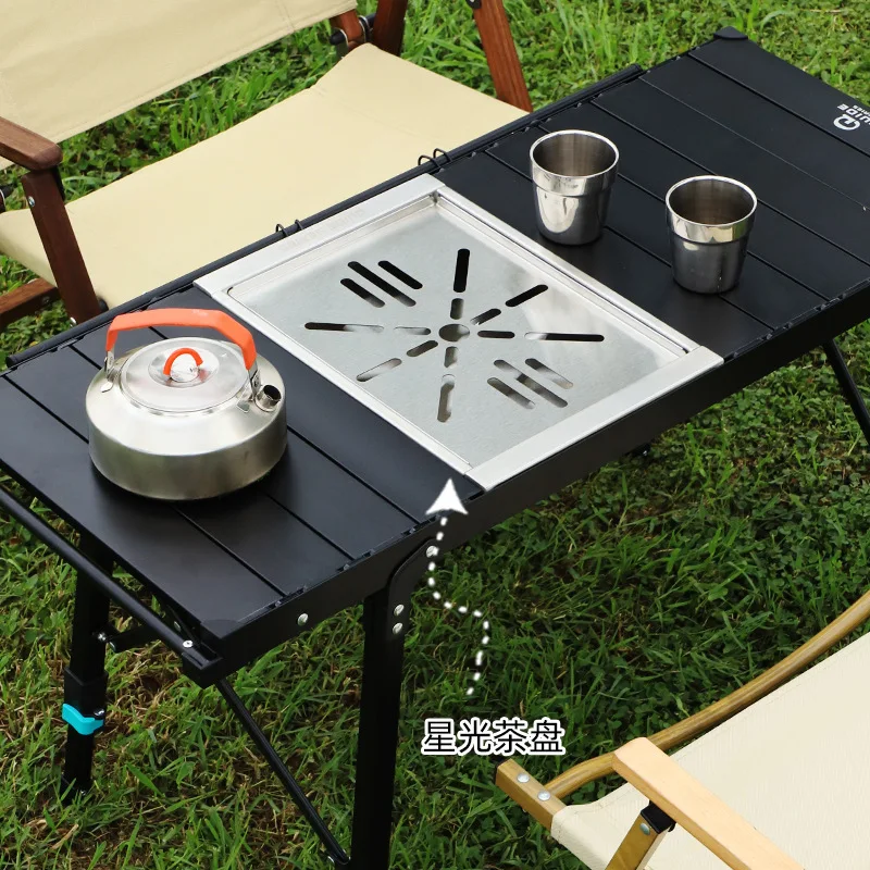 Camping IGT Tourist Table Adjustable Height Outdoor Portable Folding Aluminum Alloy Mobile Kitchen Table Grill Stove Equipment