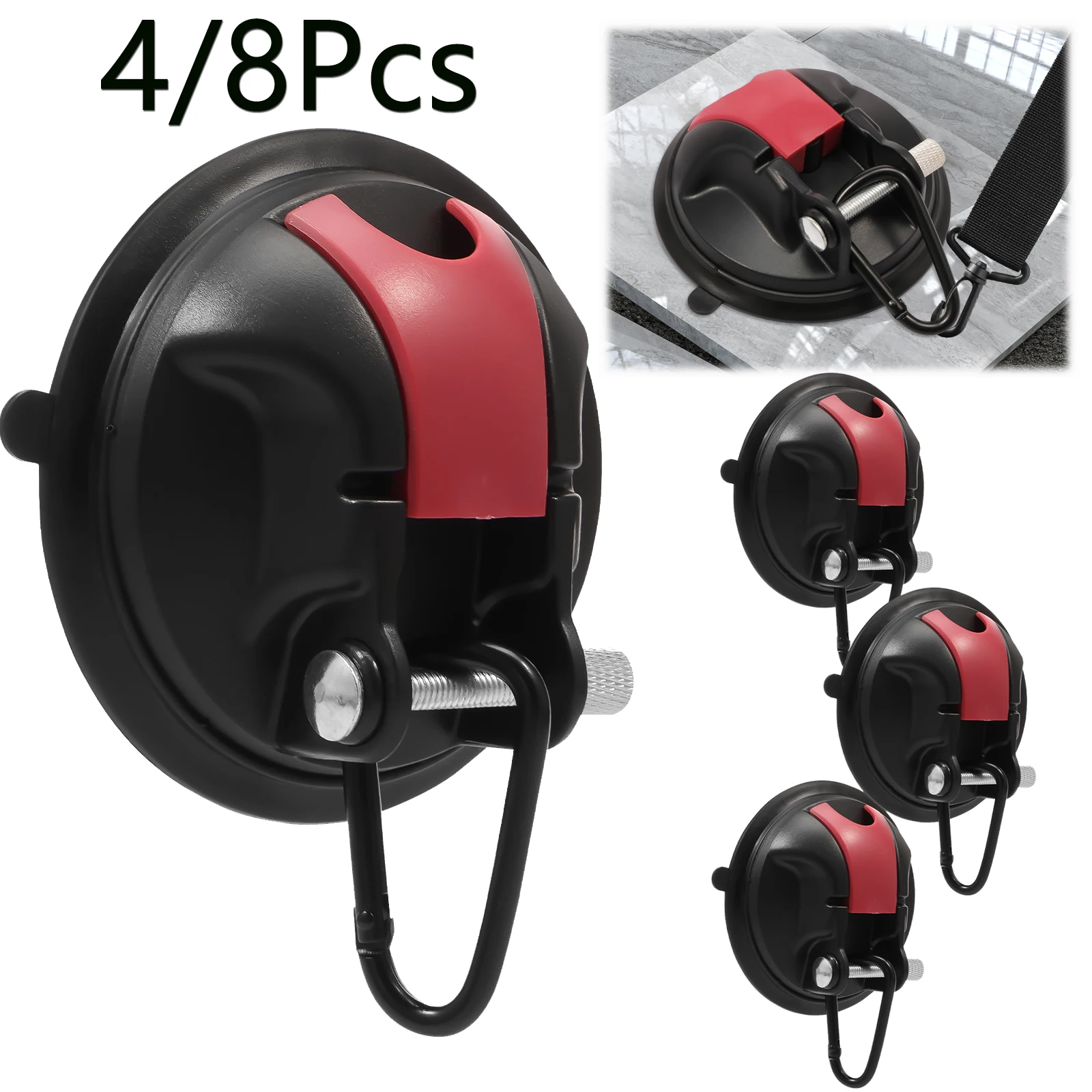 For RV Awning Camping Essentials Glass Tents Upgrade Strong Suction Cup Hooks No Drilling Car Suction Cups Anchor with Carabiner
