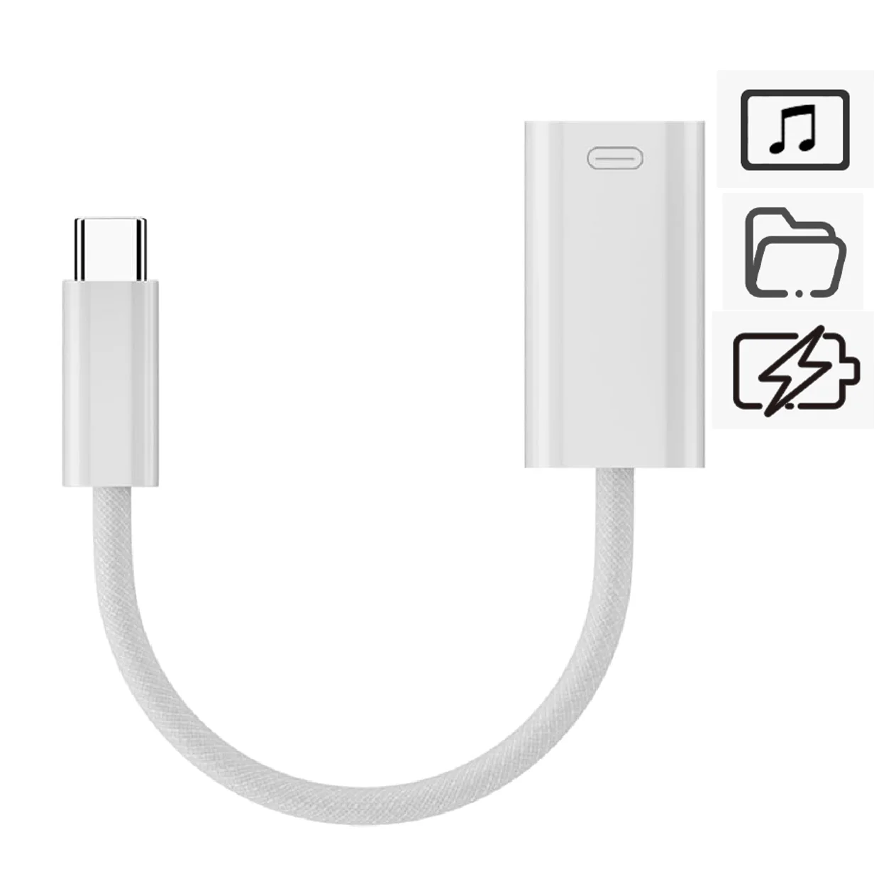 

3-in-1 USB C to Lightning-compatible Adapter with PD45W Charging, 480Mbps Data, Earphone Jack for IOS Phone 16 15 Series Ipad