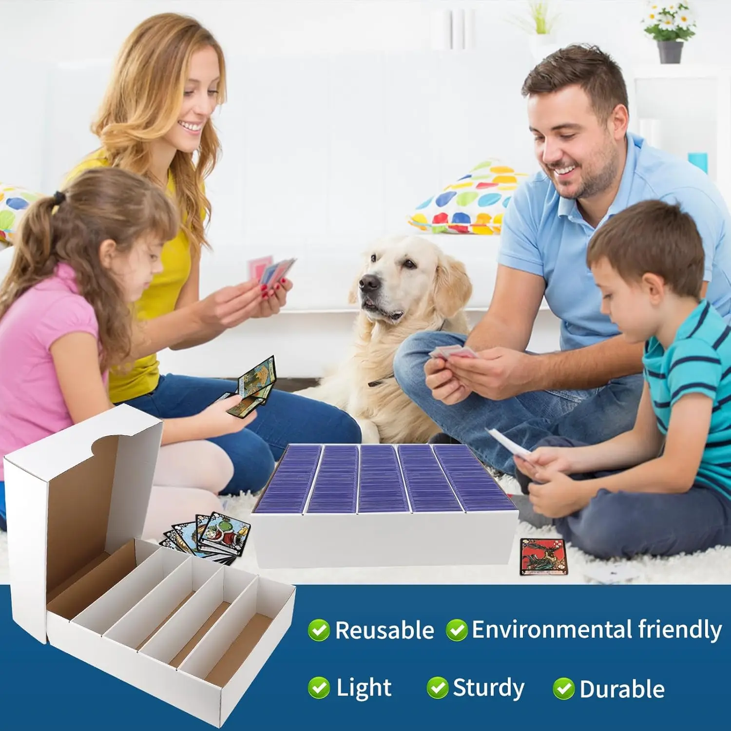 6-Pack 3700-Count White Card Storage Box with Sorting Tray for Sports and Trading Cards