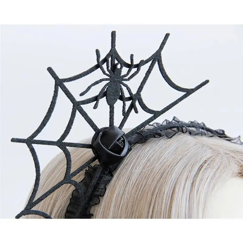 2Pcs/Set Halloween Headband Decorative Festive Spider Hair Hoop With Choker Necklace Photo Props Fancy Dress Cosplay Accessories