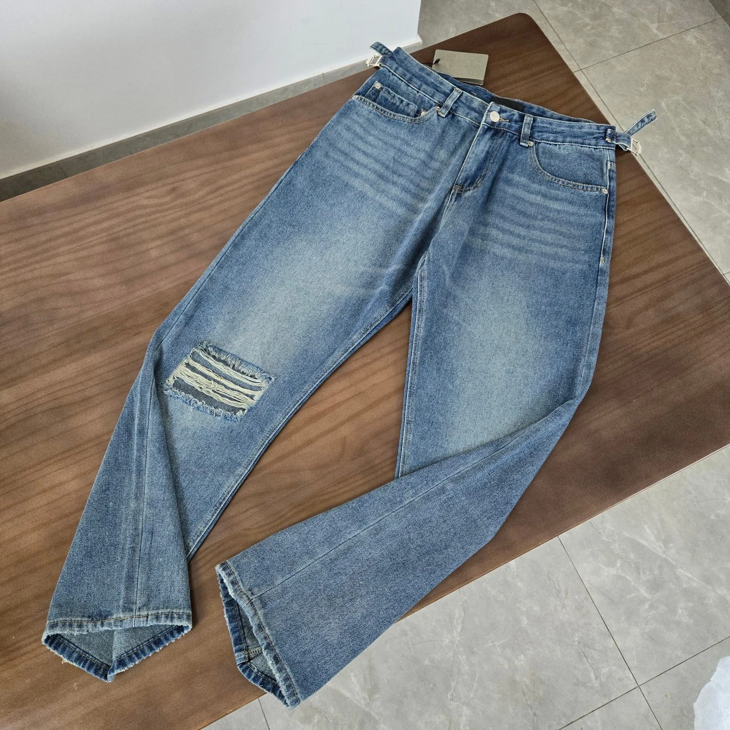 

24SS Best Version Luxury Ripped Jeans Men Women HipHop Streetwear Classic Design Denim Pants Men
