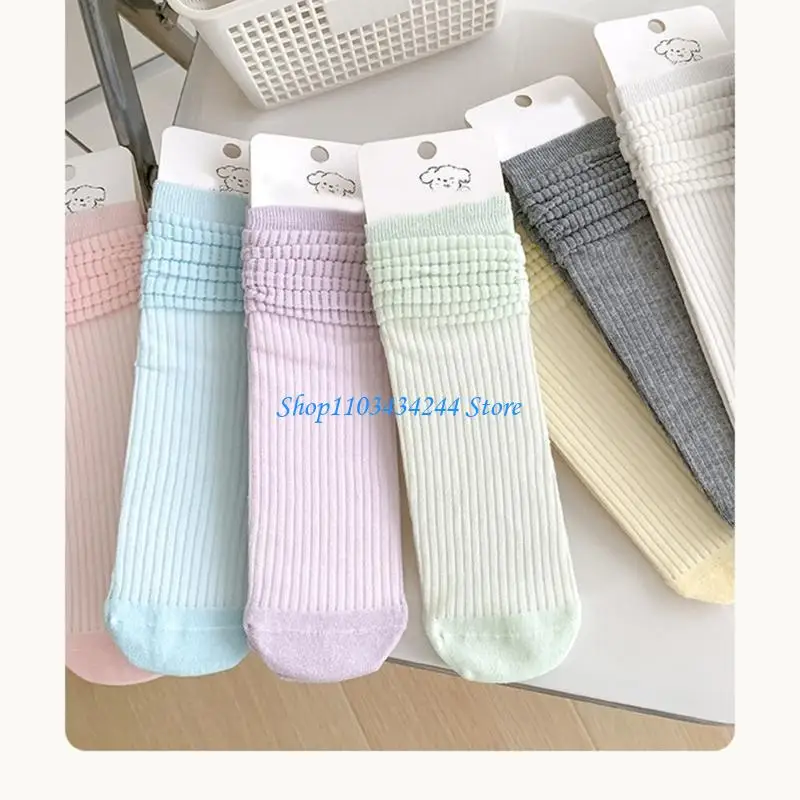 G2TC Summer Cotton Knee Length Socks for Girl Soft Breathable In Tube Design Kids Socks