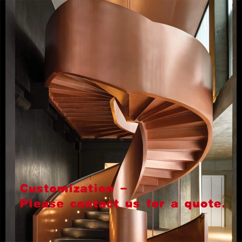 

Лестница с боковыми панелями и архитектурными изгибами для интерьеров с высокими потолками