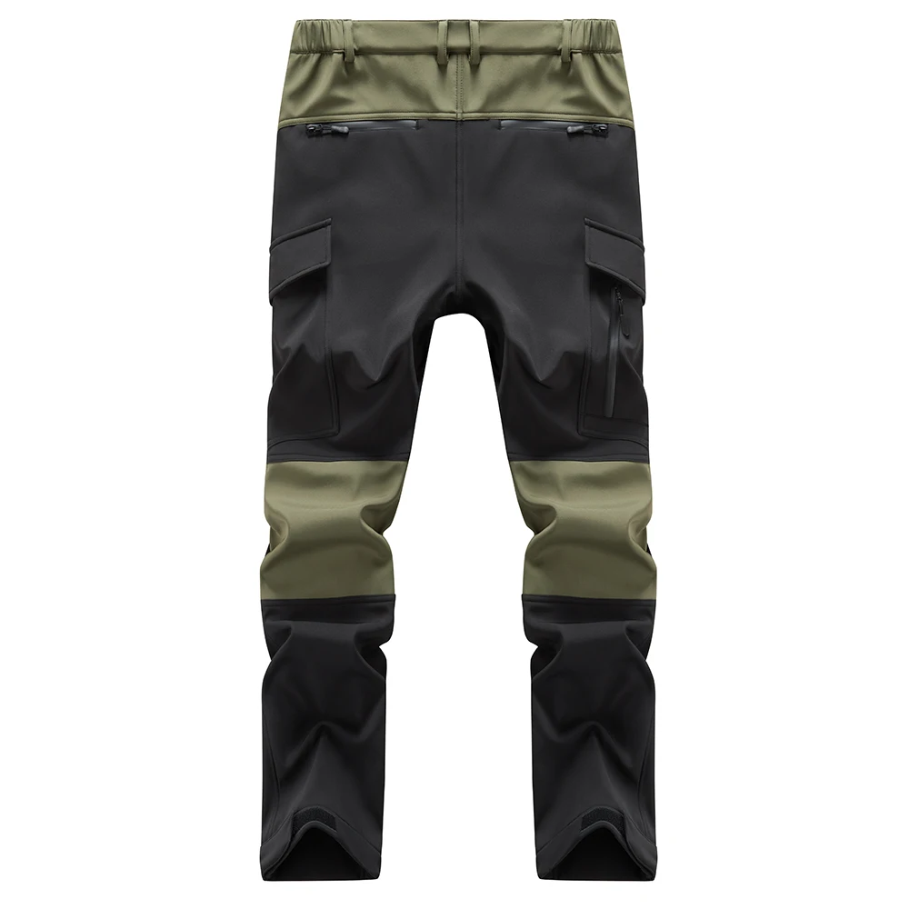 Celana multi tas tahan aus, celana hiking tahan air dan tahan angin, celana berkemah dengan bulu tebal dan musim gugur dan musim dingin yang hangat